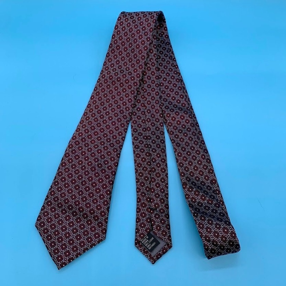 Pronto Uomo Red Floral All Silk Preppy Business Men's Classic Neck Tie